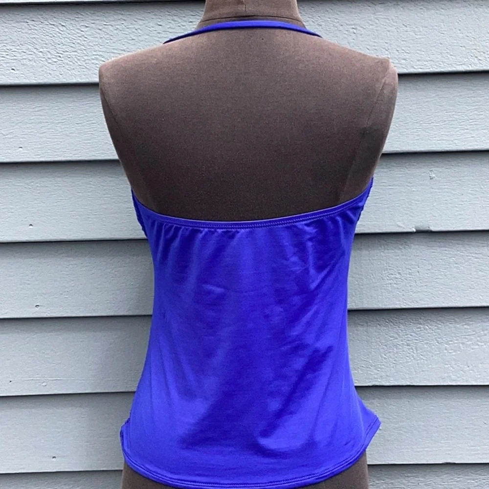 La Blänca Vibrant Blue Halter Tankini Top Size 10 - Picture 3 of 5